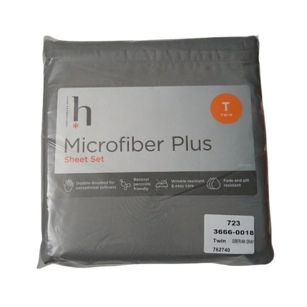 Home Expressions Microfiber Plus Sheets Set Siberian Gray Dorm Room Guest